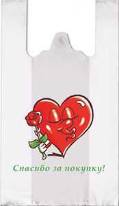 Полиэтиленовый пакет Сердце с розой  27+15х47х10 100/5000 в Самаре - купить оптом от производителя ПК Котово Полимер